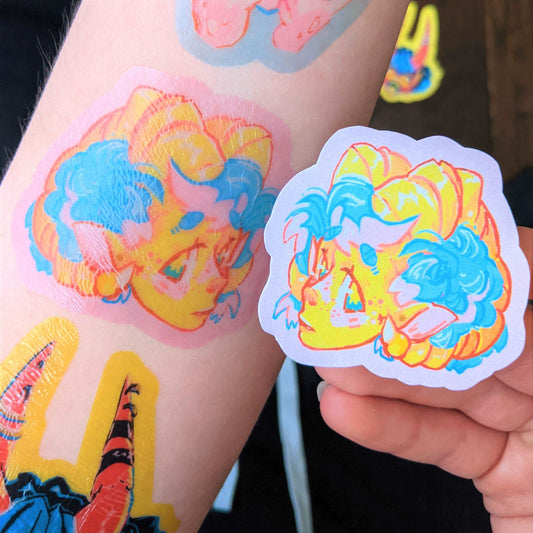 Mini Yellow Demon Girl Temporary Tattoos