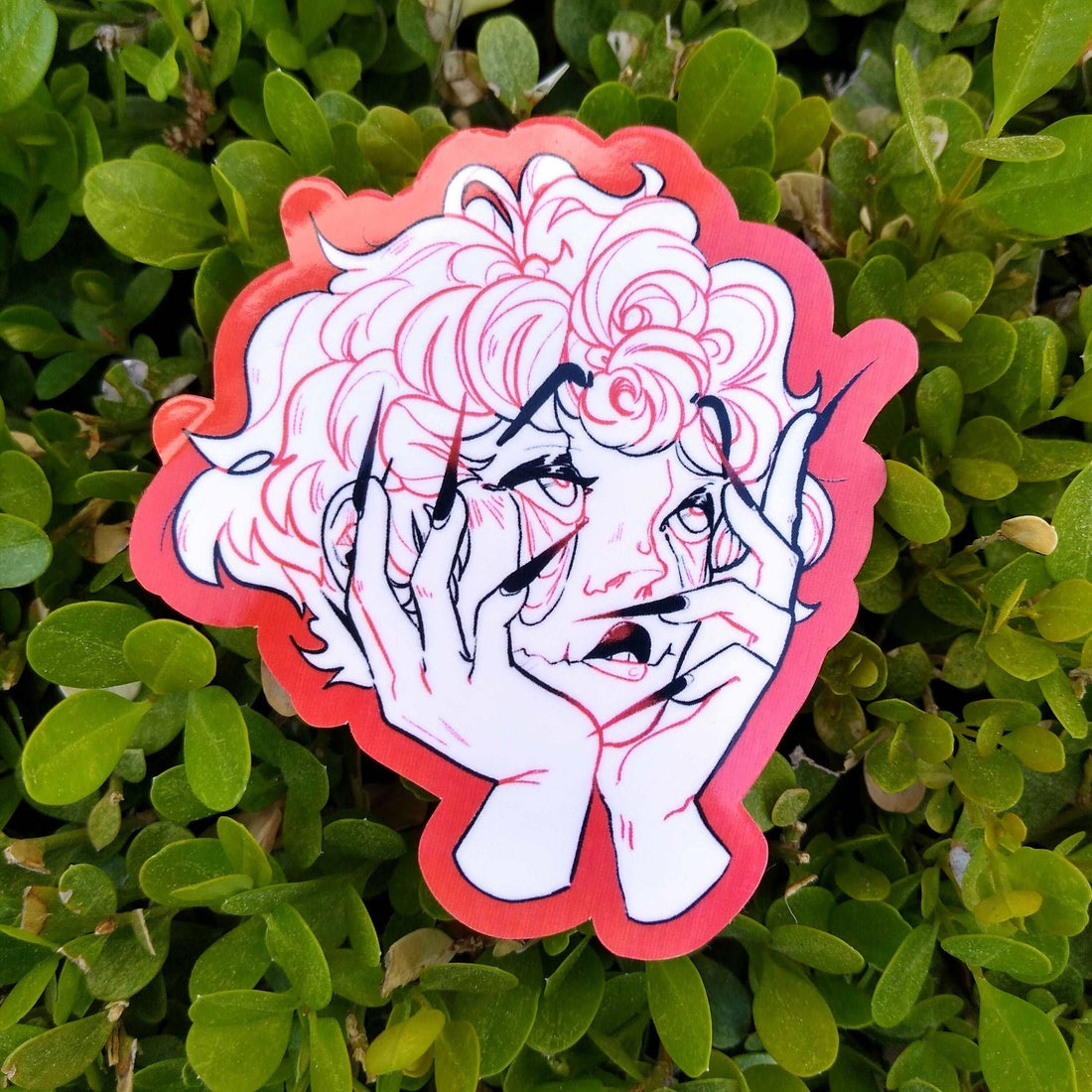 Red Droopy Eye Girl Sticker! – Milky Tomato