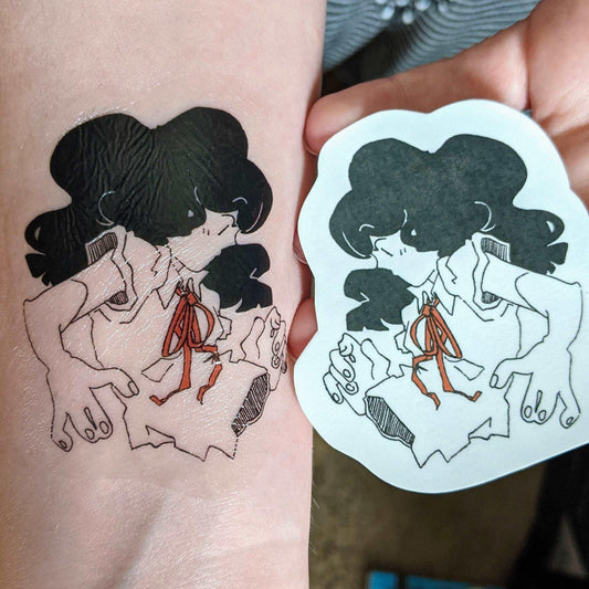 Floating Split Girl Temporary Tattoo