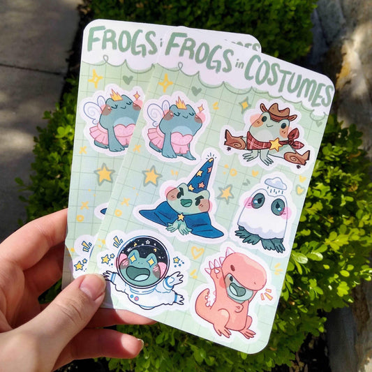 Frogs in Costumes Sticker Sheet