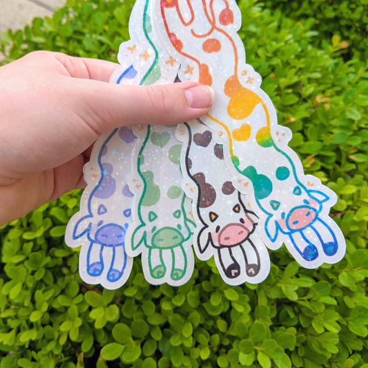 MORE Sparkly Long Cow Stickers!