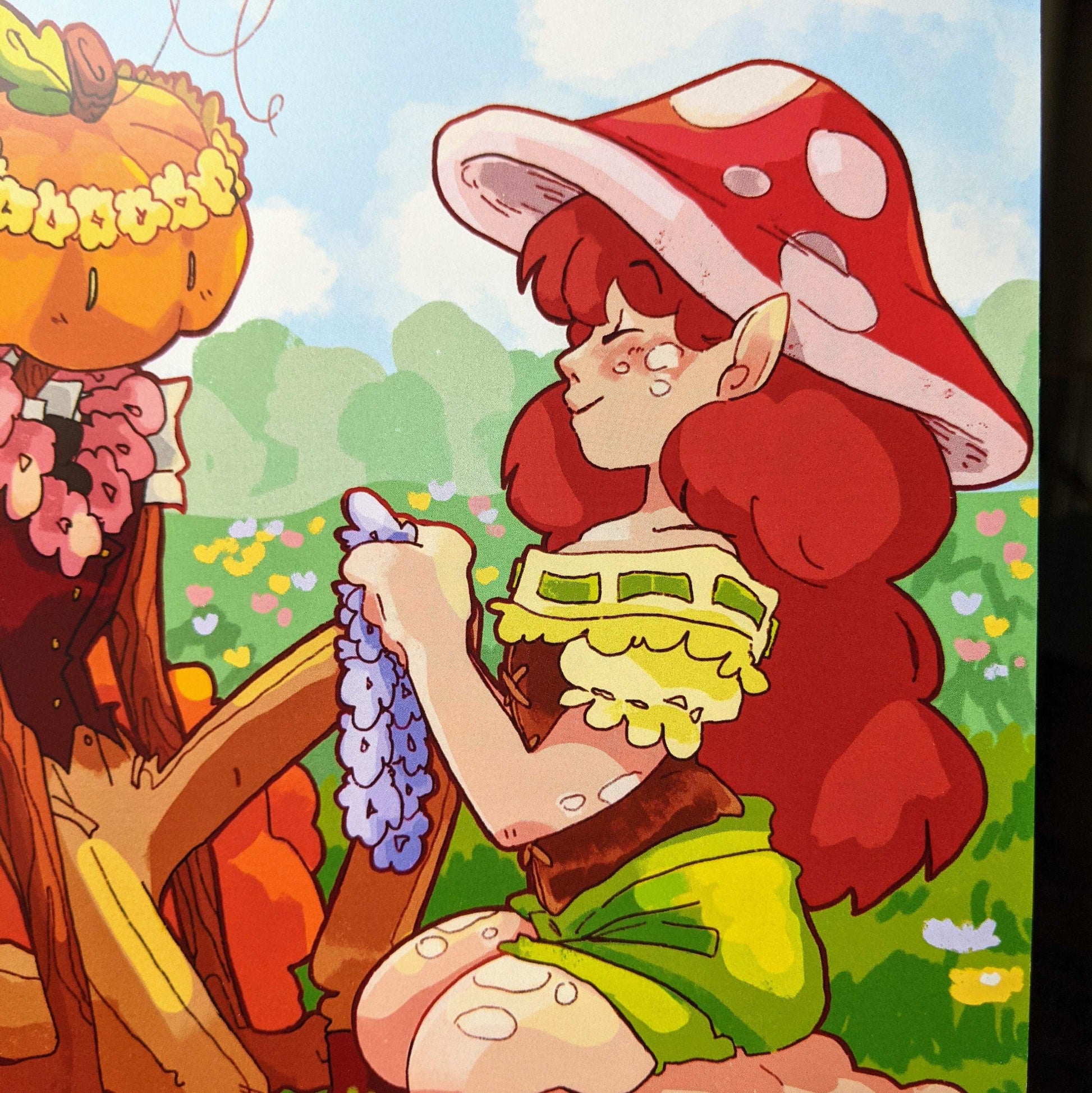 Mushroom Elf and Pumpkin Head 8x9 Glossy Print