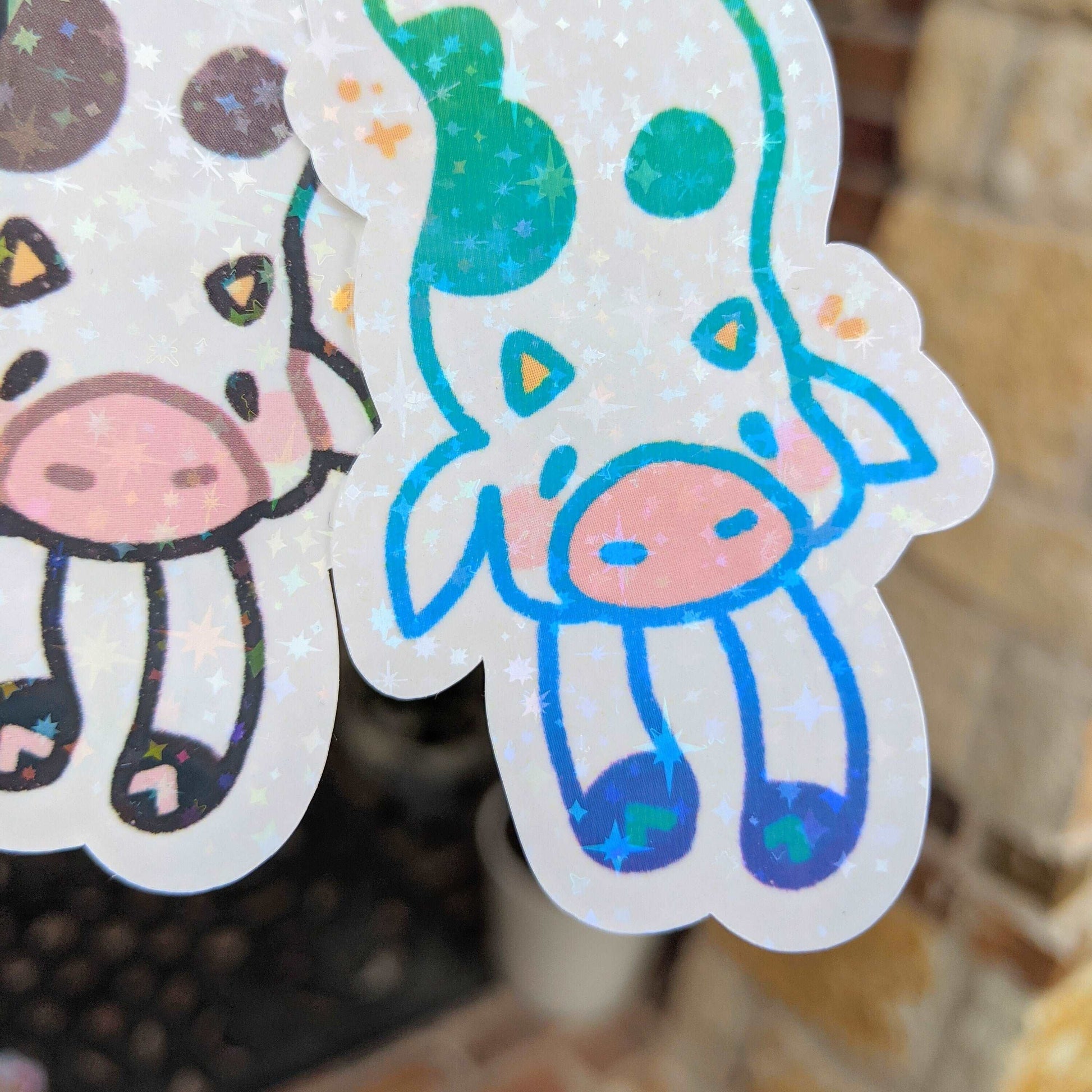 MORE Sparkly Long Cow Stickers!