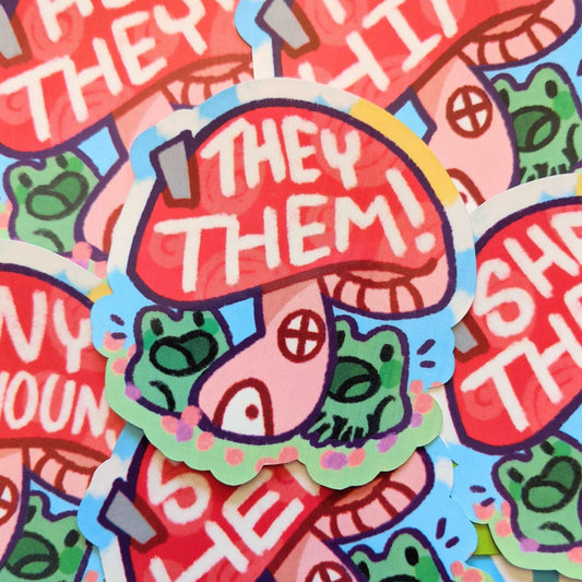 Pronoun Frog Mushroom House Stickers!