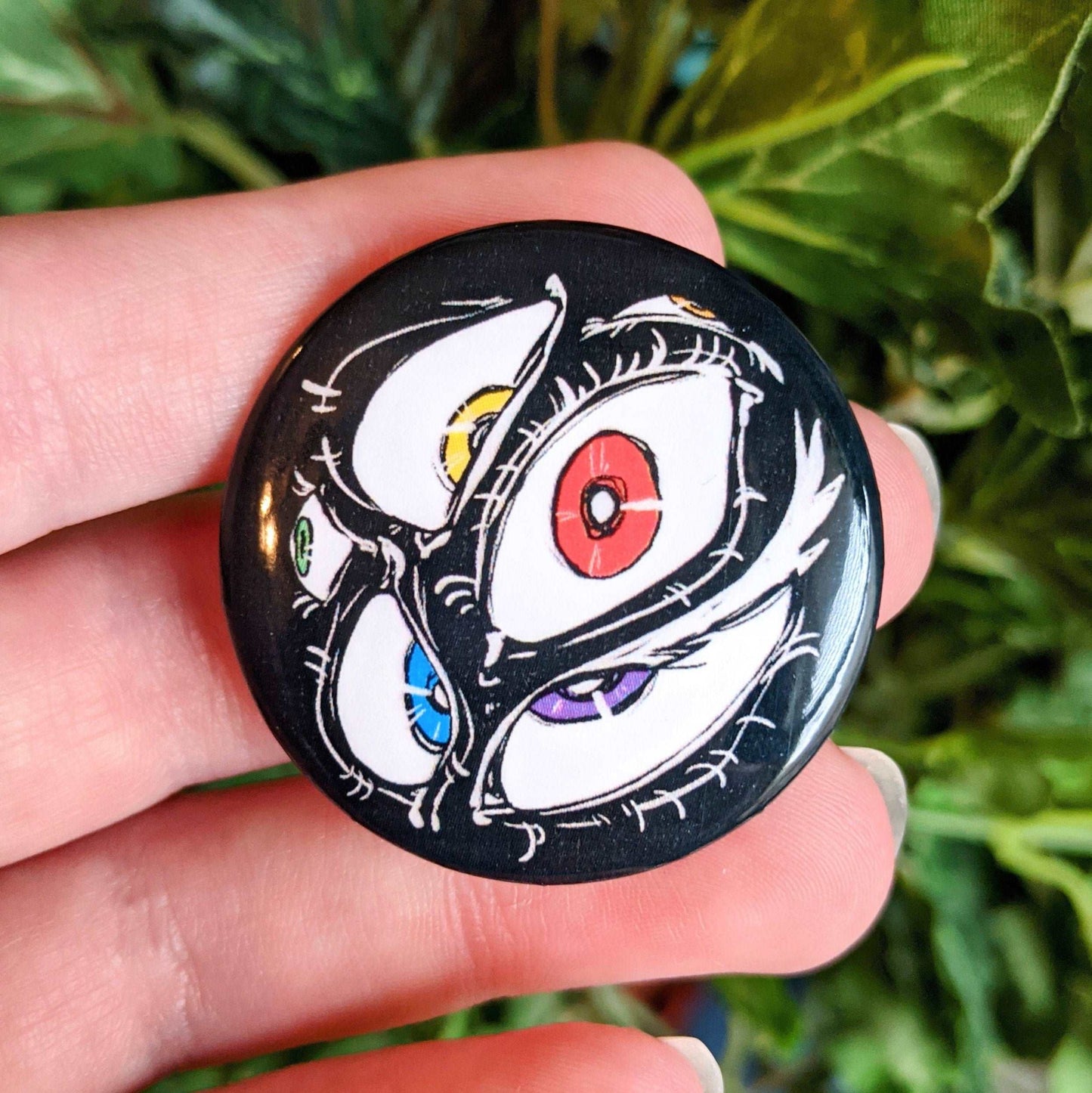 Rainbow Eyes Button 1.5 inch