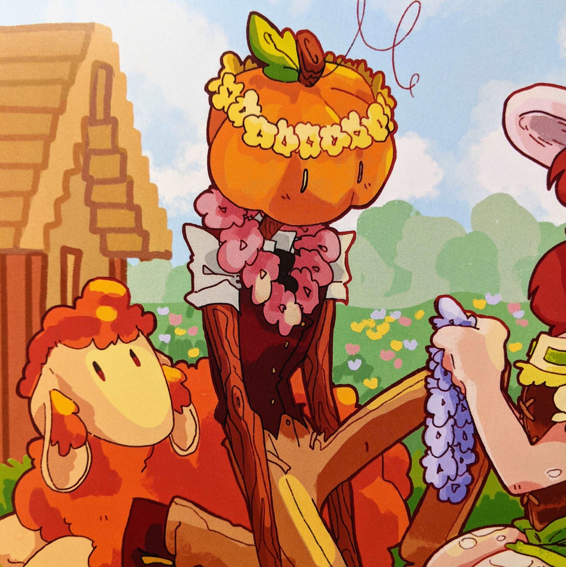 Mushroom Elf and Pumpkin Head 8x9 Glossy Print