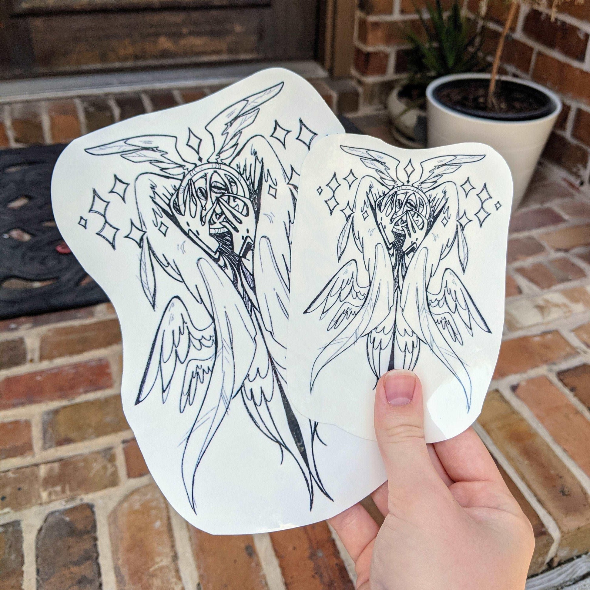 Big Biblically Accurate Angel Temporary Tattoo 7 inch