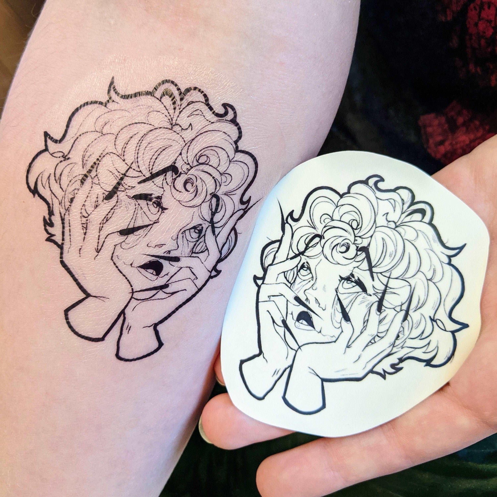 Droopy Eye Girl Temporary Tattoo