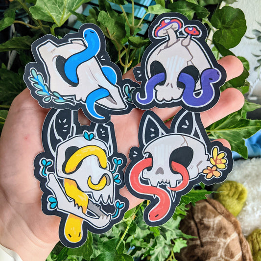 Snakes in Skulls Stickers! - MilkyTomato