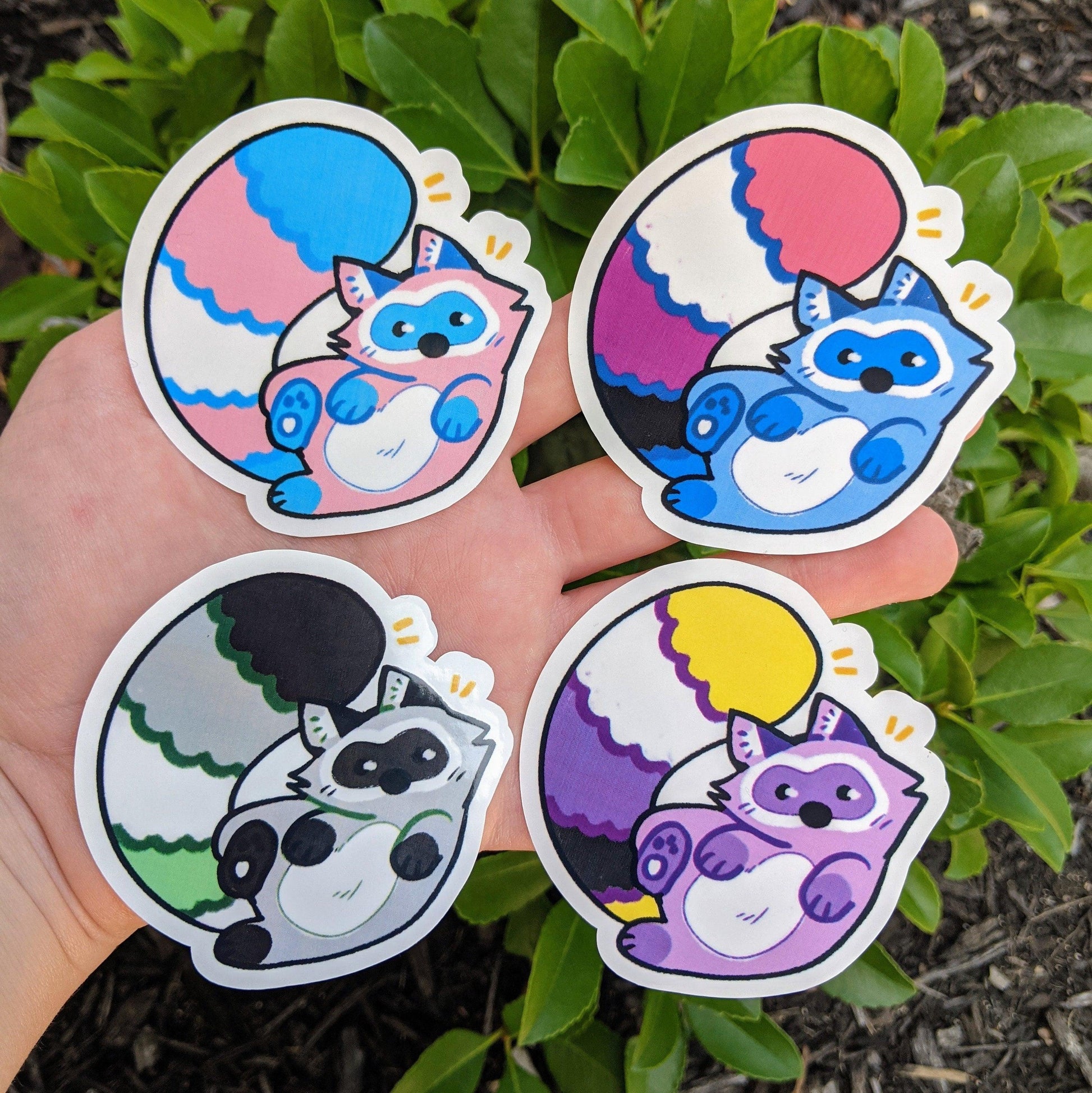 Cute Raccoon Pride Flag Stickers // FUNDRAISER // Pride Flag Waterproof/Weatherproof Sticker - MilkyTomato