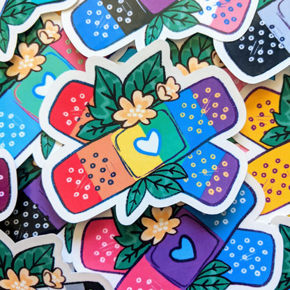 Bandaid Pride Flag Stickers // FUNDRAISER // Pride Flag Waterproof/Weatherproof Sticker - MilkyTomato