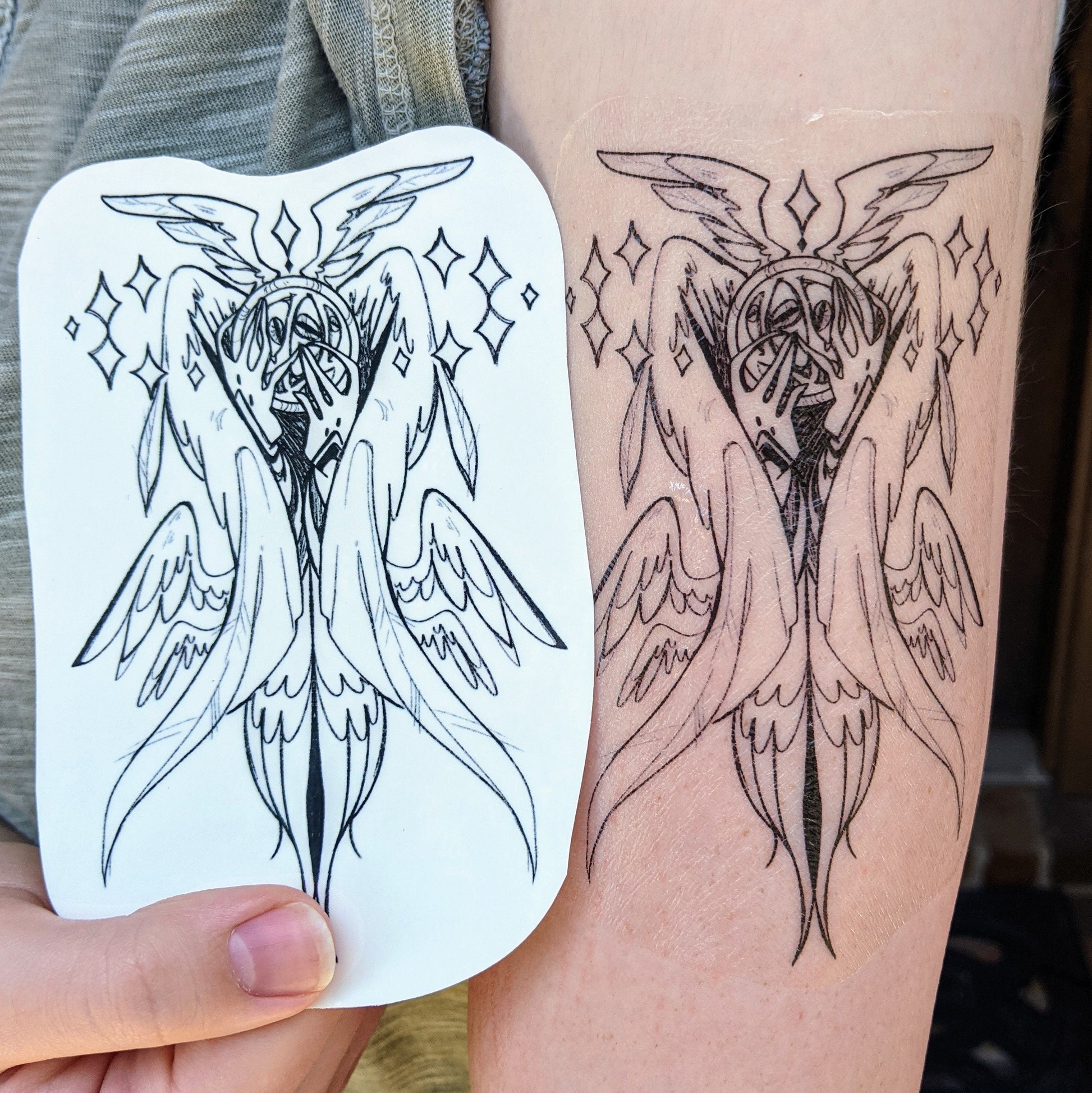 Small Biblically Accurate Angel Temporary Tattoo 5 inch - MilkyTomato