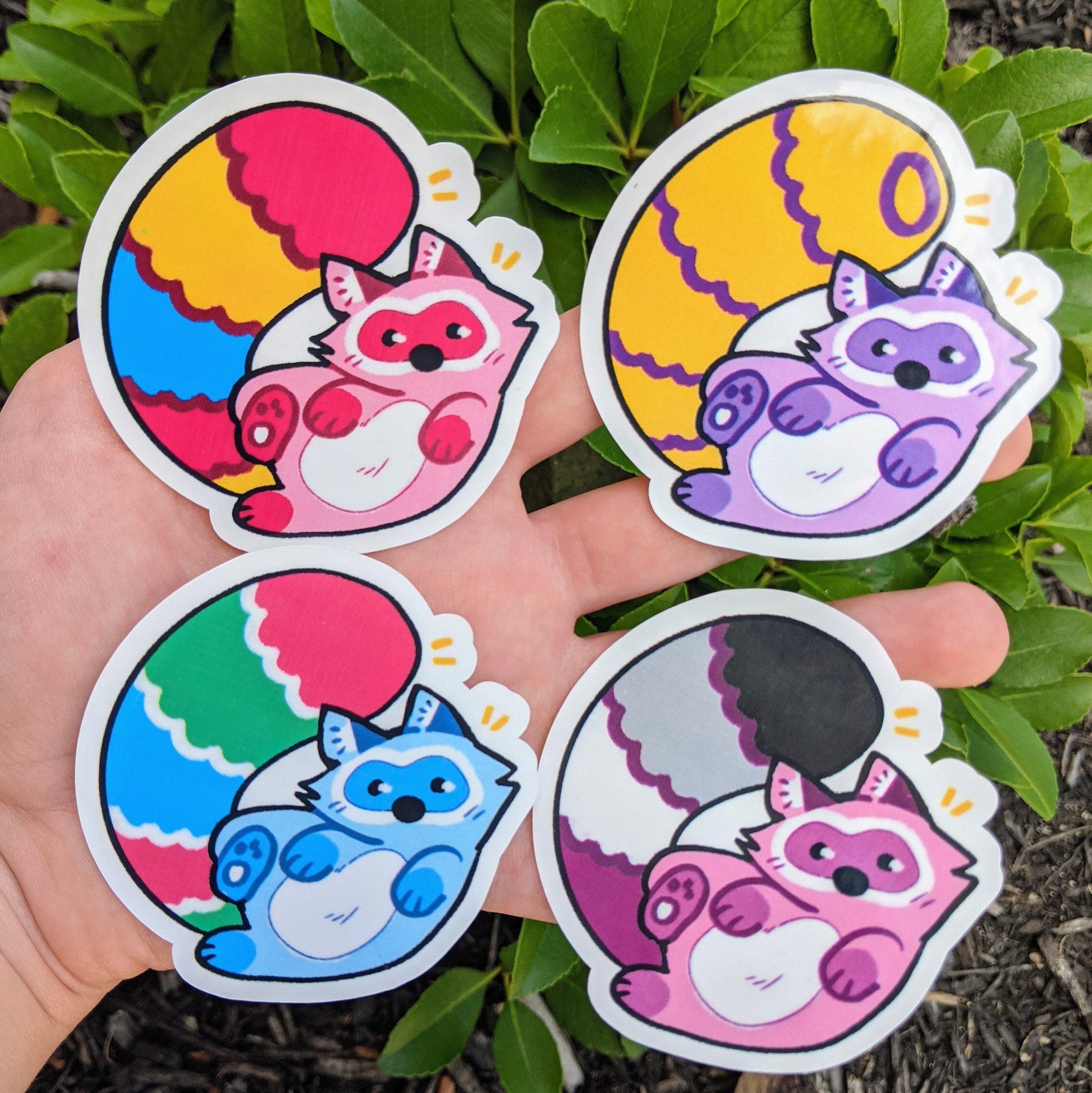 Cute Raccoon Pride Flag Stickers // FUNDRAISER // Pride Flag Waterproof/Weatherproof Sticker - MilkyTomato