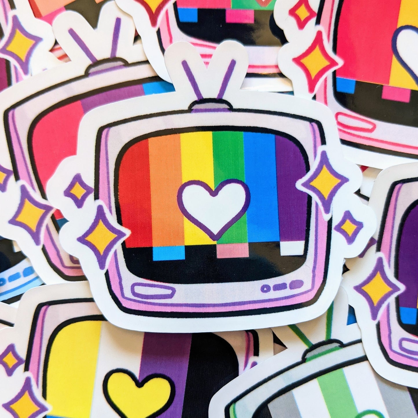 TV Static Pride Flag Stickers // FUNDRAISER // Pride Flag Waterproof/Weatherproof Sticker - MilkyTomato
