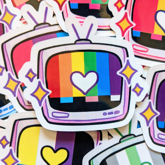 TV Static Pride Flag Stickers // FUNDRAISER // Pride Flag Waterproof/Weatherproof Sticker - MilkyTomato